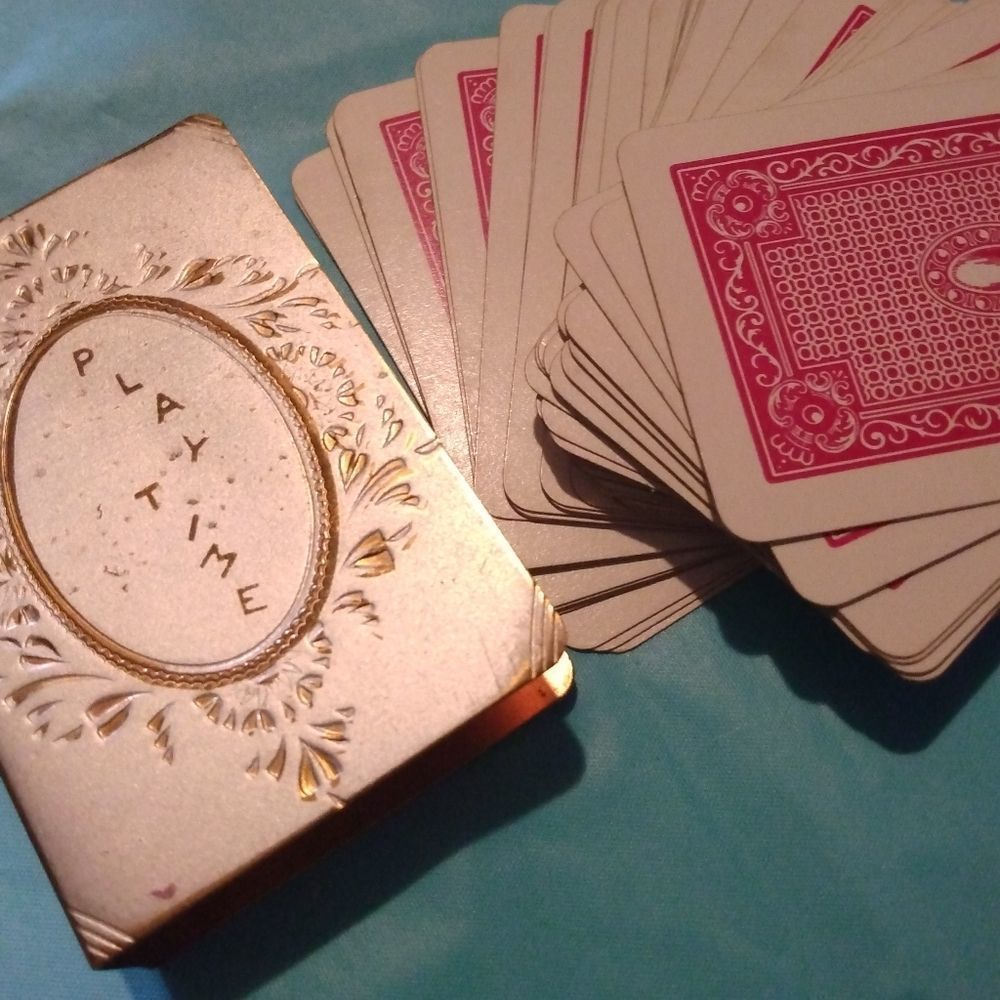 Mini Playing Cards 52 Card Deck... With A Mini Case With "Play Time" Engraving